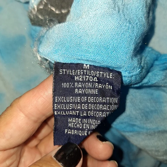 Riviera Sun Tye Dye Boho Sun Dress Blue White  Embroidered Medium - Picture 7 of 9